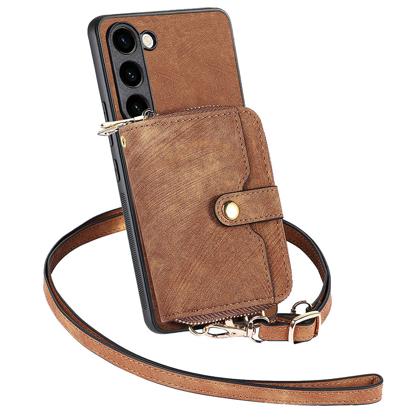 For Samsung Galaxy S23 Zipper Wallet Kickstand Phone Case PU Leather PC TPU Cover with Lanyard For Samsung Galaxy S23 Zipper Wallet Kickstand Phone Case PU Leather PC TPU Cover with Lanyard